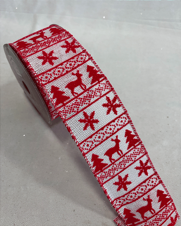 FITA ARAMADA VERMELHA/BRANCA 6,3cmx9,14M