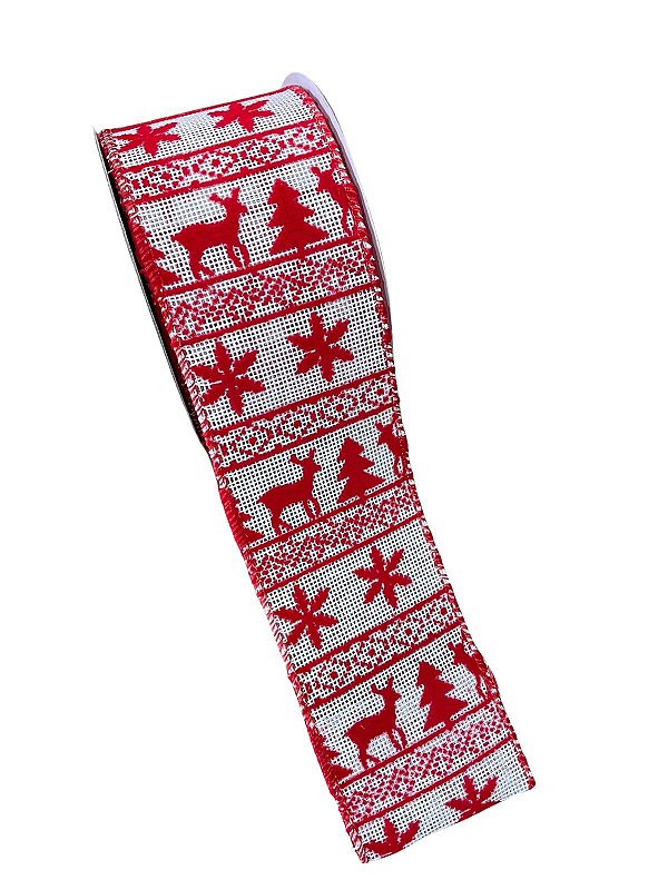 Fita natal vermelha com branca