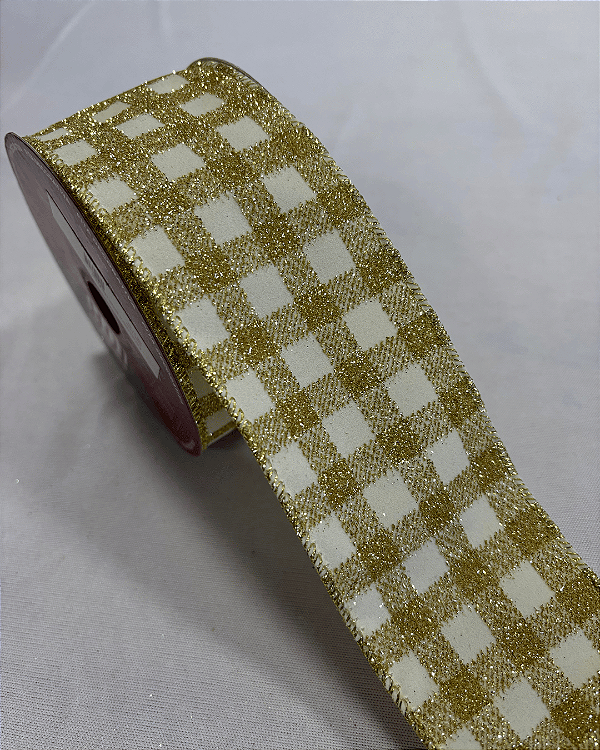 Fita aramada dourada - 6,3cm x 9,14m