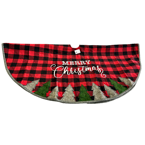 Saia para árvore de natal xadrez Merry Christmas 120cm