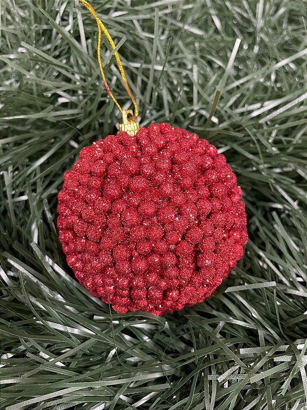 Bola decor vermelho 8cm c/ 03