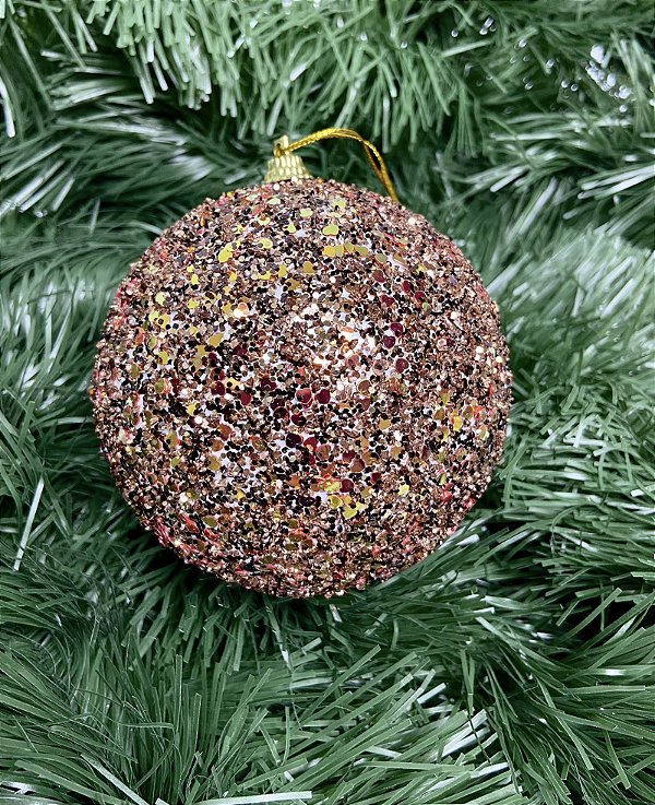 Bola natal decorada 10cm 3 unidades marrom
