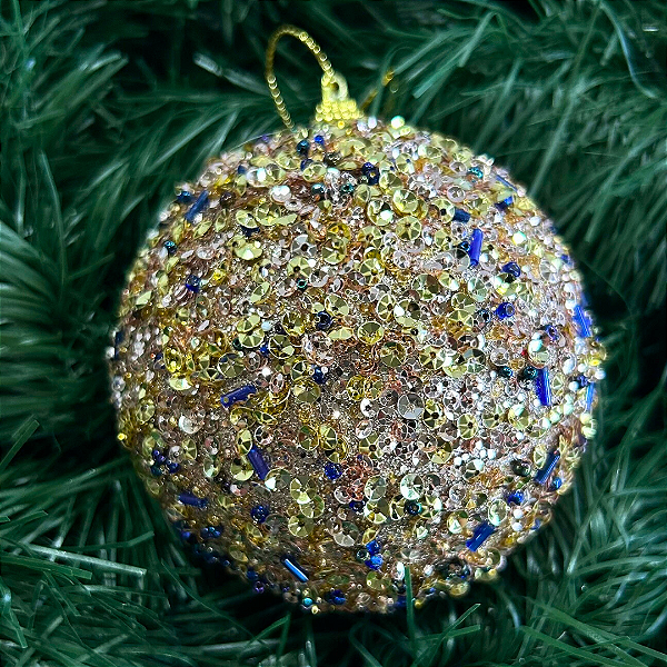 Bola decor dourado 10cm c/ 03