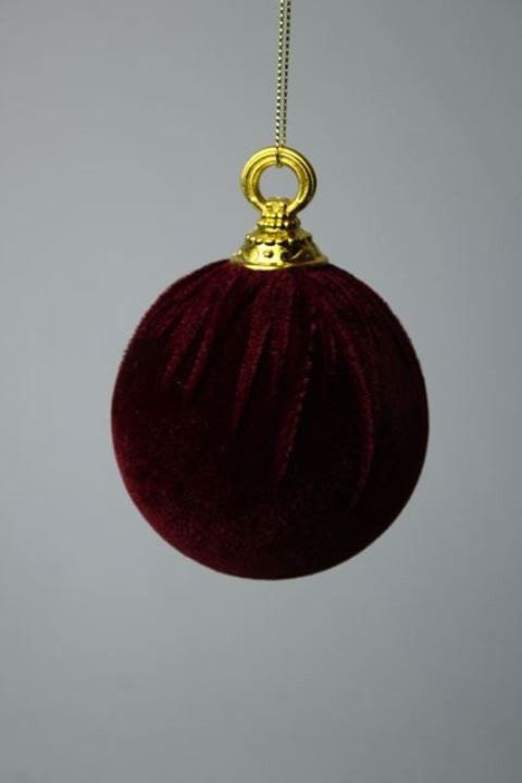 Bola decor veludo bordo 10cm c/ 03
