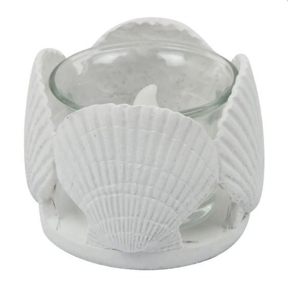 PORTA-VELAS CONCHA BRANCO