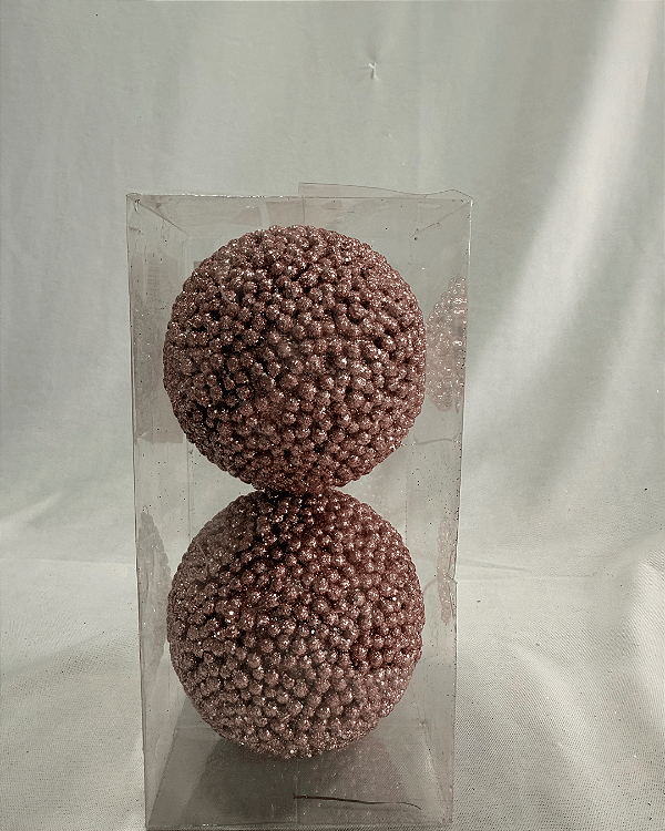 BOLA DECORADA NATAL C/2 UND ROSE 10CM