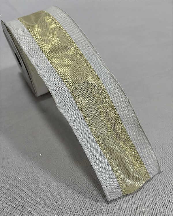 FITA ARAMADA BRANCO/DOURADO 6,3cmX9,14m