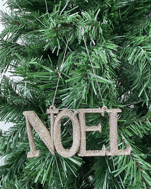ENFEITE NATAL C/ GLITTER CHAMPANHE 13X5,5cm