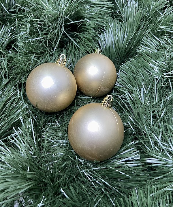 BOLA NATAL EM TUBO FOSCA C/12 UND (CHAMPANHE) 6cm