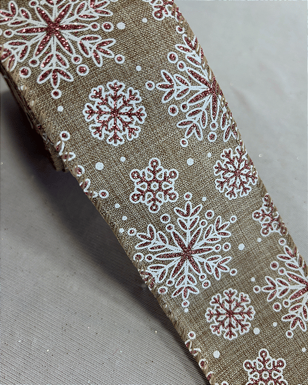 FITA ARAMADA BEGE/ROSA TECIDO 6,3cmX9,14m