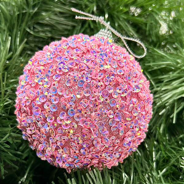 Bola decorada rosa 10 cm c/3