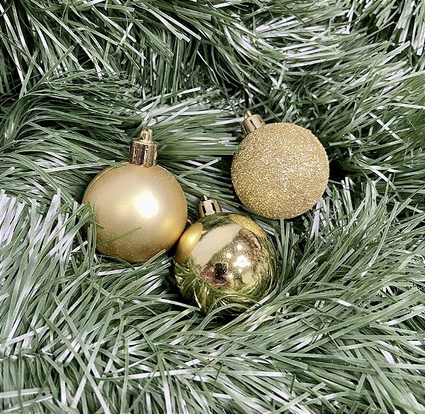 BOLA NATAL C/12 UND DOURADO 4CM