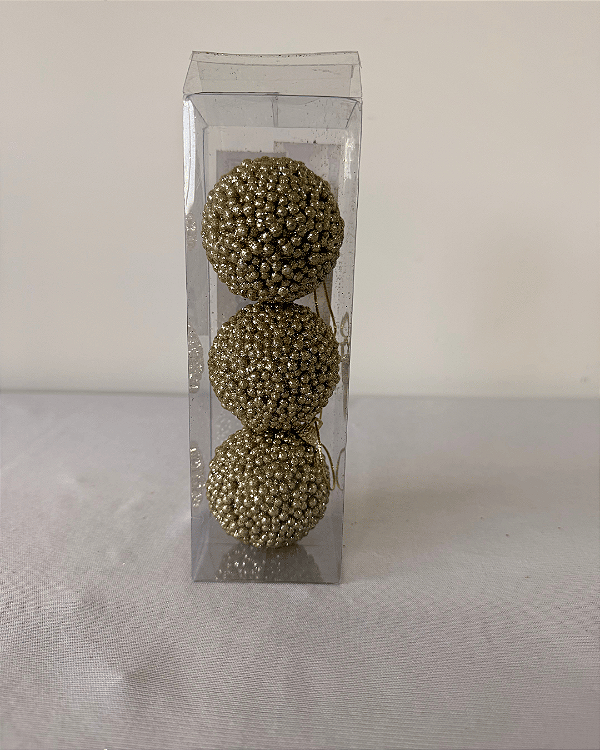 BOLA DECORATIVA CHAMPANHE JOGO COM 3 UND 10CM
