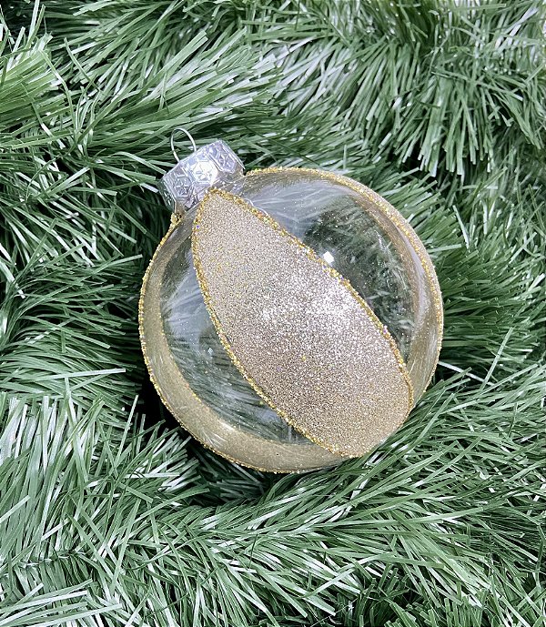 Bola Natal Dourada 10 cm com 3 unidades