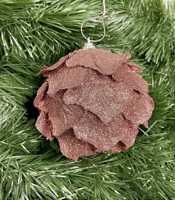Bola Natal Rosa 10 cm com 3 unidades