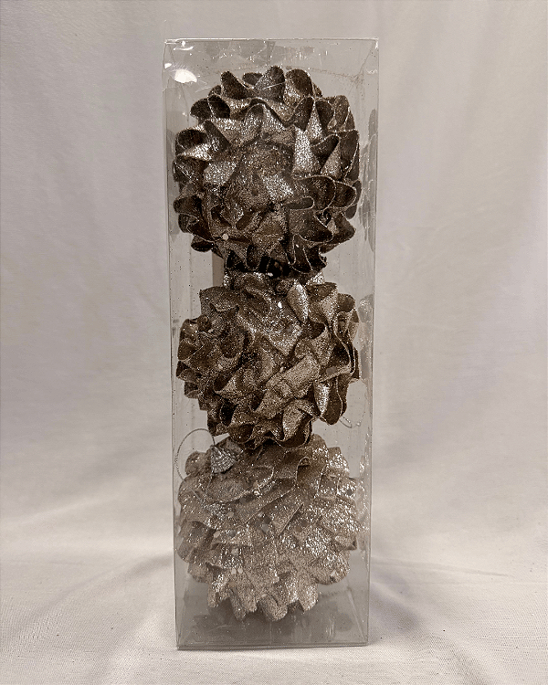 BOLA NATAL DECORADA CHAMANHE 10CM JOGO C/3 UND