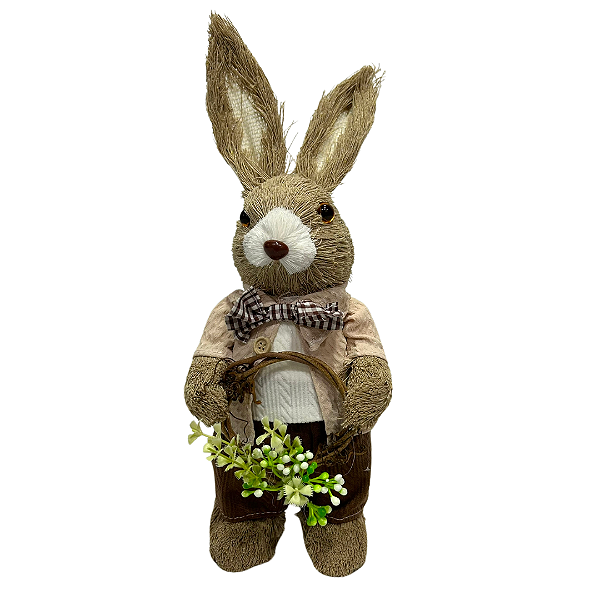 COELHO PASCOA MACHO EM PE SISAL BEGE