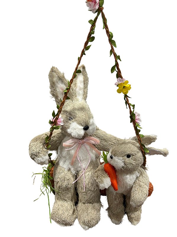COELHO PASCOA SISAL MAE E FILHO BALANCO (BEGE) 35X17X36CM