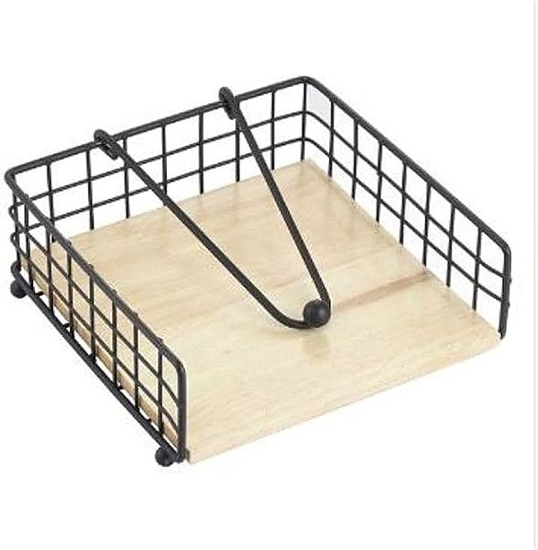 Porta guardanapo Buffet em metal com base de madeira