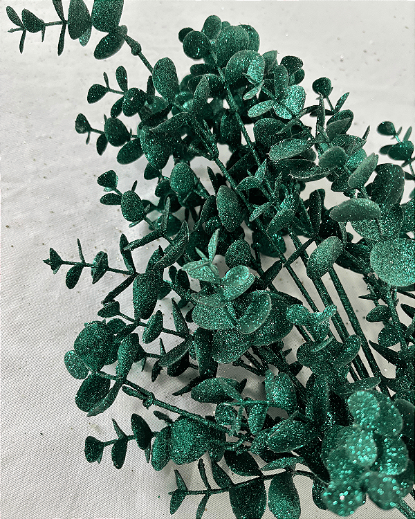 GALHO COM GLITTER VERDE ESMERALDA 44CM