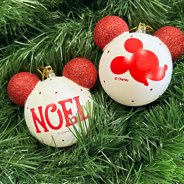 BOLA NATAL MICKEY GLITTER SORT 8CM DISNEY