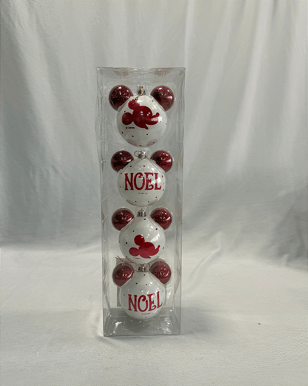 BOLA MICKEY BRANCO/VERMELHO 8CM JOGO COM 4 PC