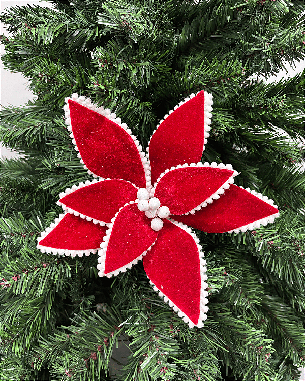 POINSETIA VERMELHO/BRANCO 40cm