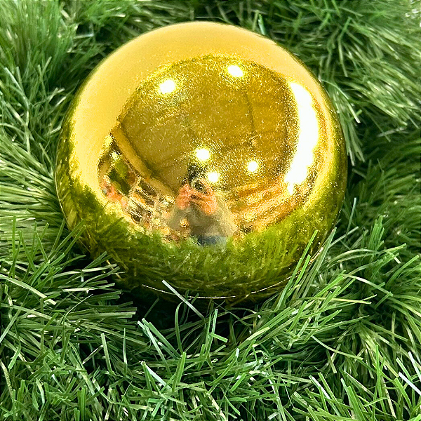 BOLA NATAL METALIZADA DOURADO 12CM