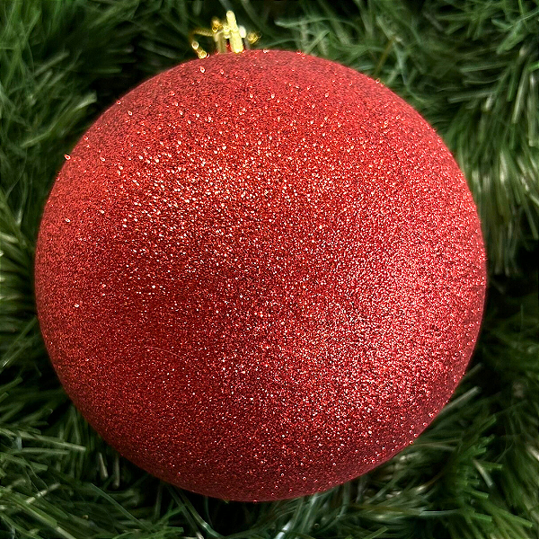 BOLA NATAL GLITTER VERMELHO 12CM