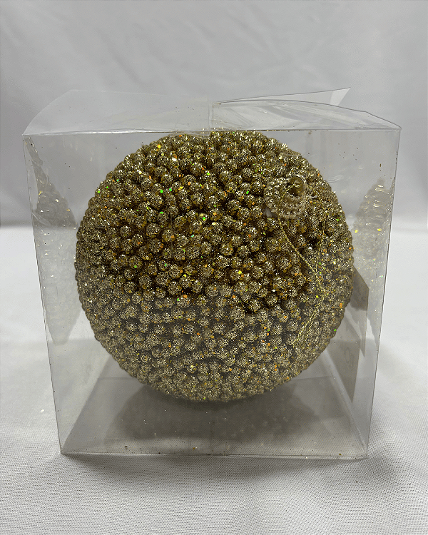 BOLA DECORADA NATAL (DOURADO) 12cm