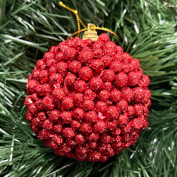 BOLA NATAL CRUNCH VERMELHA 8CM