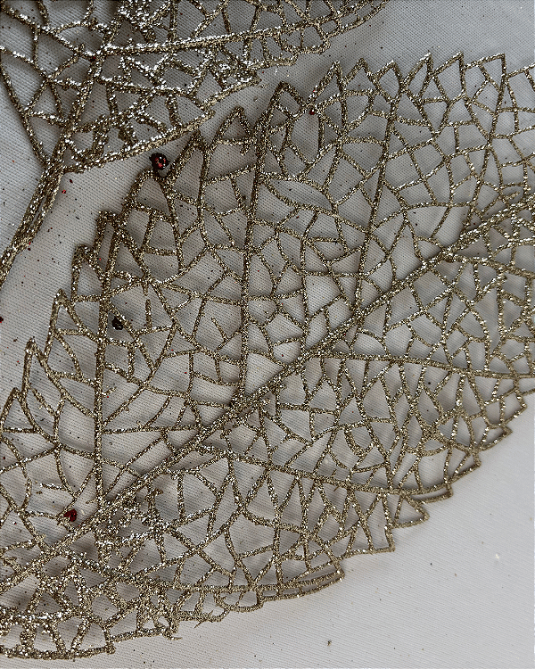 GALHO C/FOLHA ROSA NATAL C/GLITTER CHAMPANHE 72cm