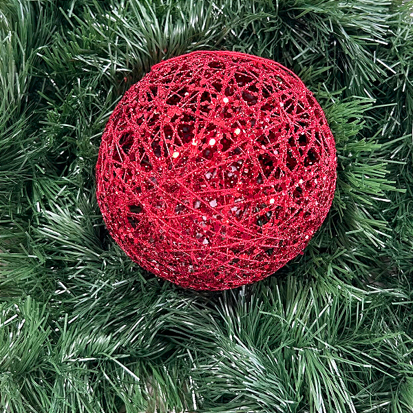 BOLA DECORADA NATAL ARAMADA VERMELHO