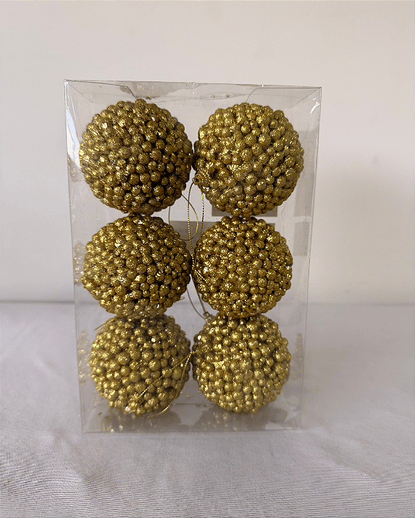 BOLA CRUNCH OURO 8CM JG C/6 PC