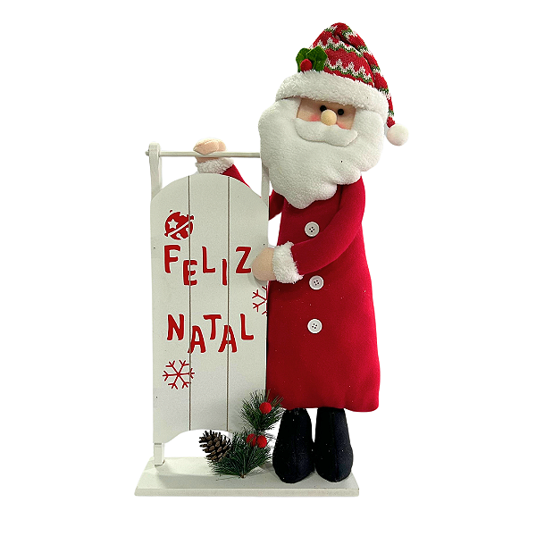 NOEL DECORATIVO SEGURANDO PLACA FELIZ NATAL