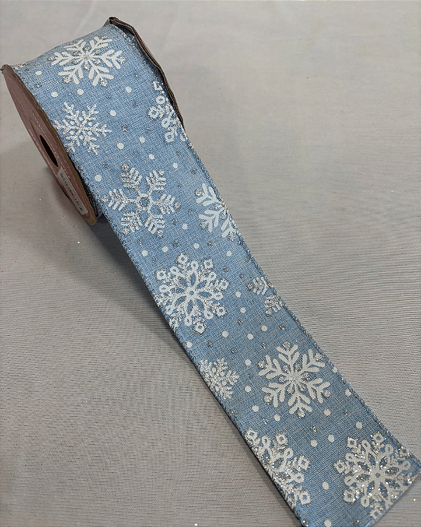 FITA ARAMADA FLOCO AZUL/BRANCO 6,3CM X 9,14M