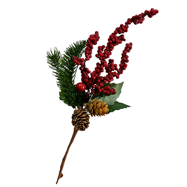 GALHO NATAL FOLHAS FRUTAS PINHA