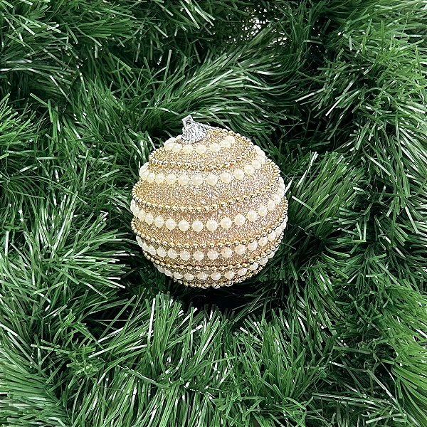 BOLA NATAL PEROLA CHA BRANCO 8CM