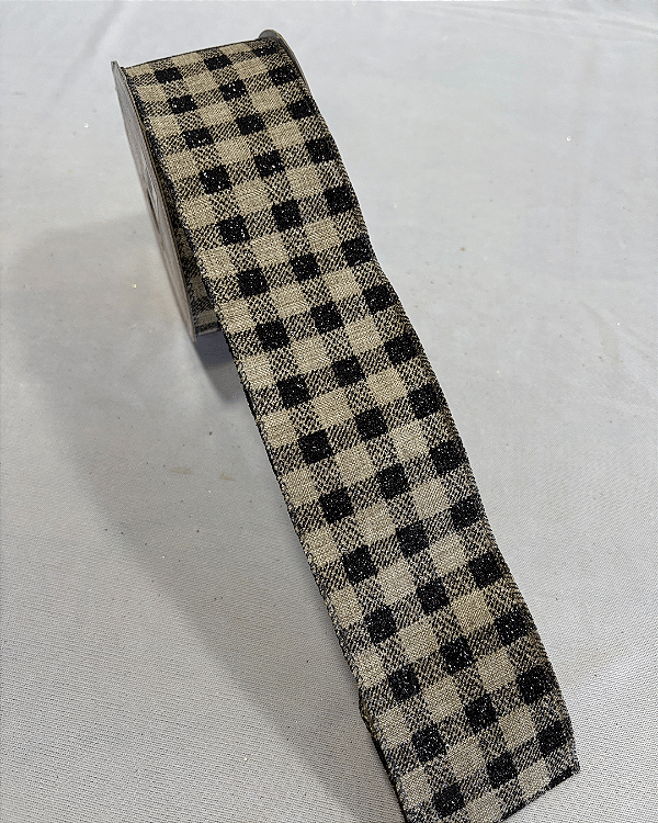 Fita Aramada Xadrez Preto 6,3cm x 9,14m