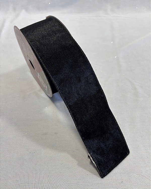 Fita Aramada Veludo Preta - 6,3cm x 9,14m