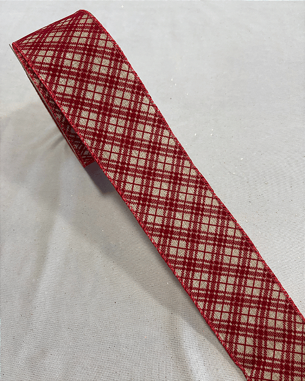 Fita Aramada Xadrez vermelha - 6,3cm x 9,14m