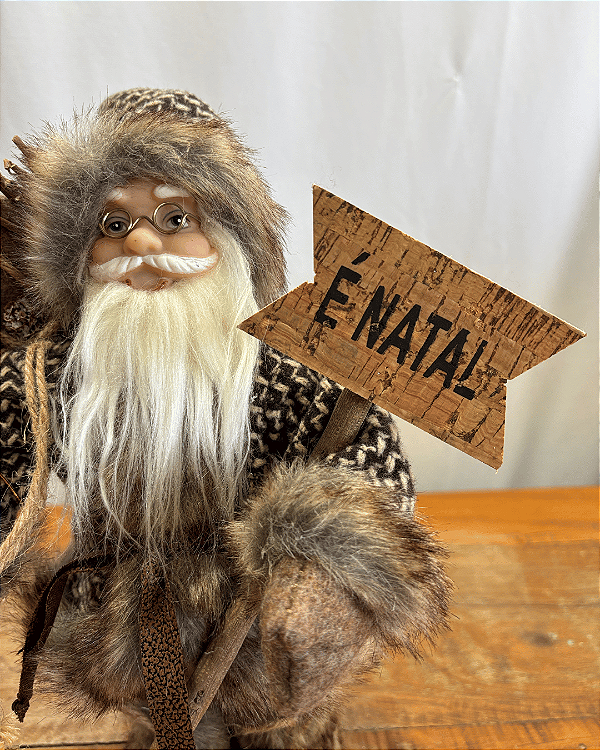 PAPAI NOEL EM PE MARROM 30cm
