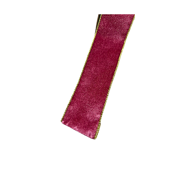 FITA NATAL ARAMADA VELUDO DUPLA FACE ROSA DOURADO