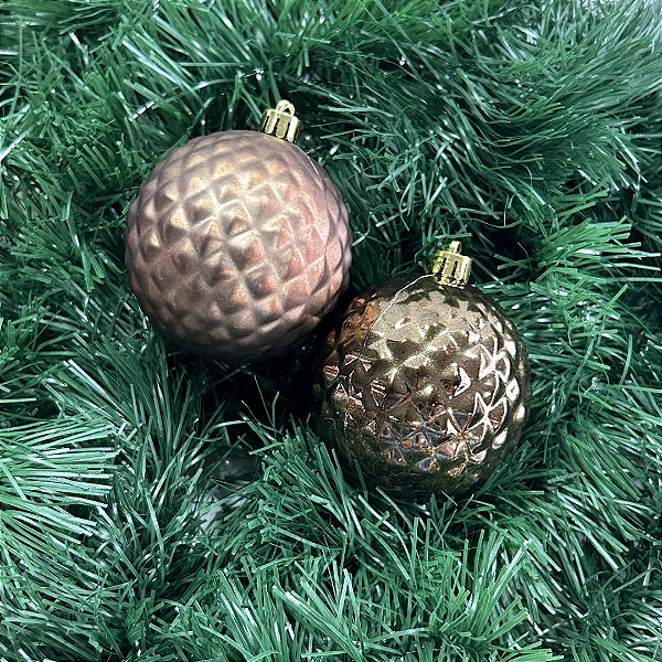 BOLA DECORADA NATAL MARROM 8cm