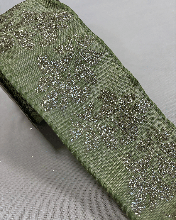 FITA ARAMADA VERDE COM GLITTER 6,3cmX9,14m