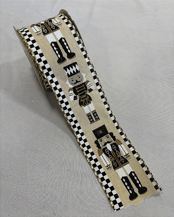 FITA ARAMADA BEGE/PRETO 6,3cmX9,14m