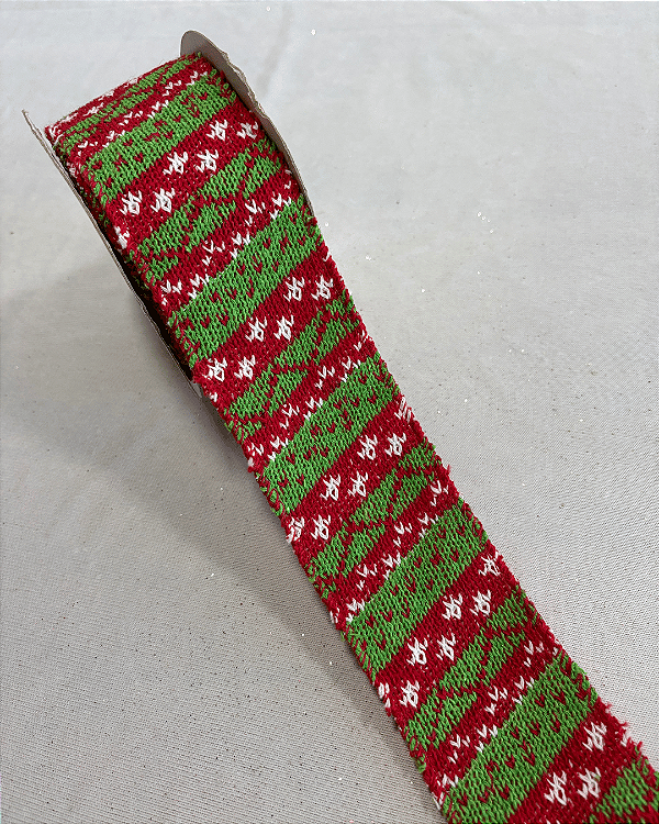 FITA ARAMADA TRICOT VERMELHO/VERDE 6,3cmX5m