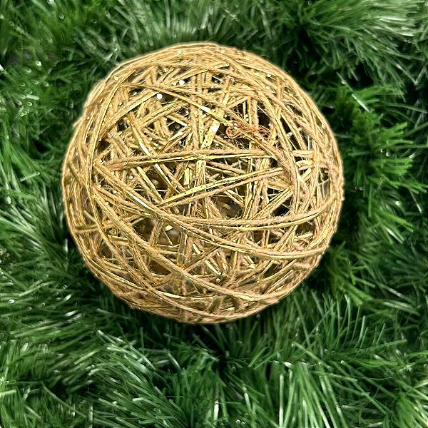 BOLA DECORADA NATAL DOURADO 15CM