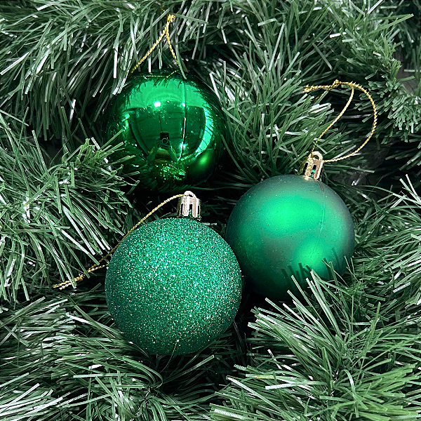 BOLA NATAL MISTO TUBO VERDE 6CM