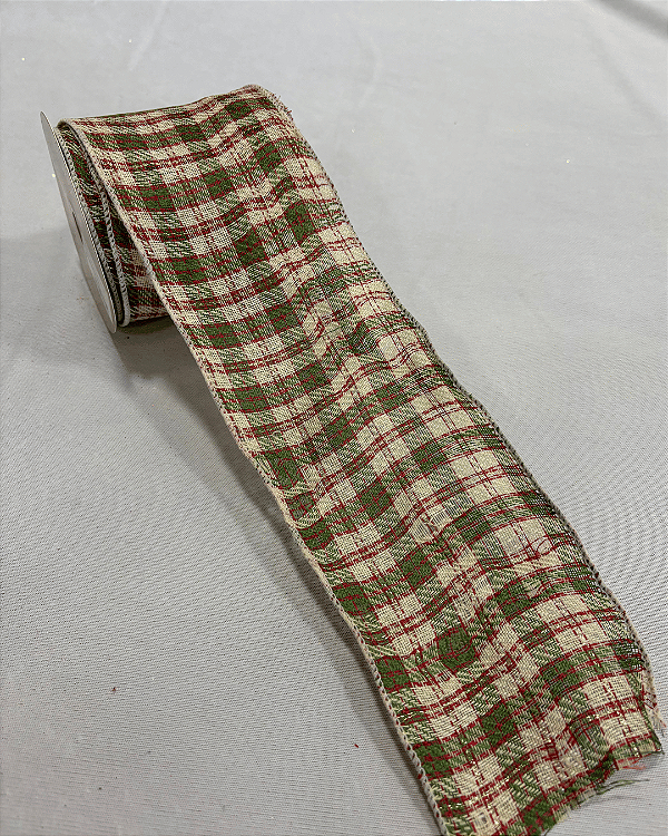 FITA ARAMADA EM LINHO XADREZ 10cm x 9,14m